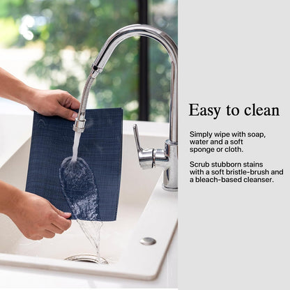 Placemats Set of 4 - Easy Clean Woven Vinyl Placemats for Dining Table, Indoor/Outdoor Place Mats, Washable PVC Table Mats（Navy Blue）