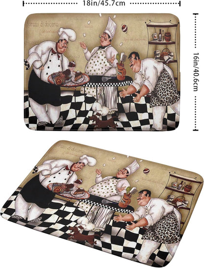 Fat Chef Dish Drying Mats for Kitchen Counter 16x18 Inch Buffalo Plaid Cooking Utensils Absorbent Dishes Drainer Mat Reversible Microfiber Quick Dry Rack Pad Chef Kitchen Drying Mat for Countertop