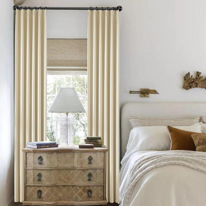 KangBang Beige Pinch Pleated Curtains 84 Inch Length, Pinch Pleat Room Darkening Blackout Modern Soft Drapes with Hooks for Nursery Bedroom(40”Wx84”L, Cream, 2 Panels)