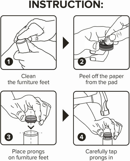 Felt Furniture Pads X-Protector 16 PCS - 1" Felt Pads with Prongs - Premium Felt Chair Pads - Furniture Pads for Hardwood Floors - Chair Floor Protectors for Hardwood- Slide Your Furniture Easily!