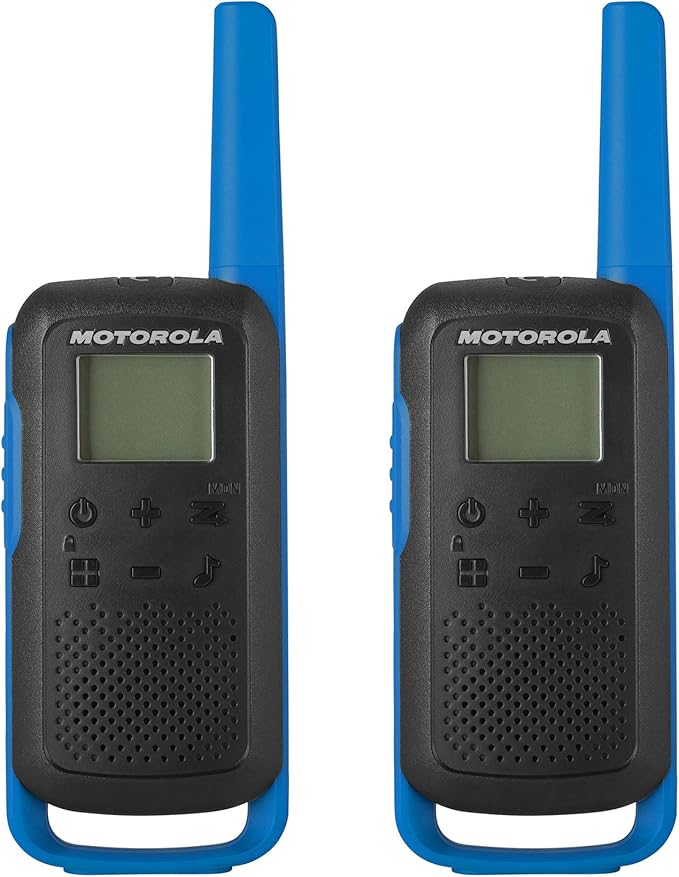 Motorola Solutions, Portable FRS, T270, Talkabout, Two-Way Radios, Rechargeable, 22 Channel, 25 Mile, Black W/Blue, 2 Pack