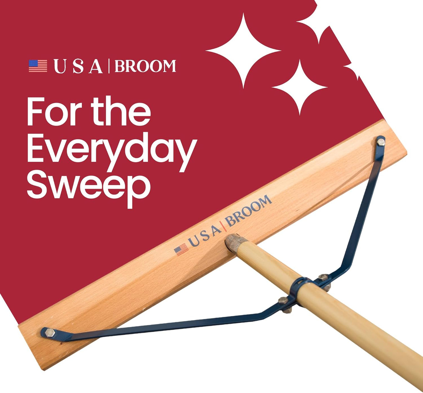 USA Broom 36" Everyday Sweep Indoor/Outdoor Push Broom with 60" Handle. Ideal for Garages & Shops. Durable American Made Steel Brackets-All Stainless Steel Hardware. No Plastic. 100% Made in The USA.