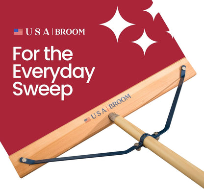 USA Broom 36" Everyday Sweep Indoor/Outdoor Push Broom with 60" Handle. Ideal for Garages & Shops. Durable American Made Steel Brackets-All Stainless Steel Hardware. No Plastic. 100% Made in The USA.