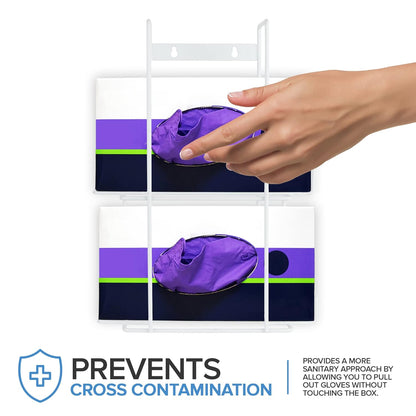 Stock Your Home (White Metal Double Gloves Dispenser, Tissue Box Shelf, Glove Box Holder Wall Mount, For Kitchen, Cleaning Closet, Lab, Exam, Office