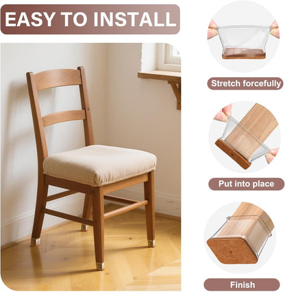 Chair Leg Floor Protectors Rectangle Chair Leg Protectors for Hardwood Floors Silicone Caps Felt Furniture Pads Covers Anti-Scratch Reduce Noise 16 Pack Clear Fit Perimeter 6'' to 8''