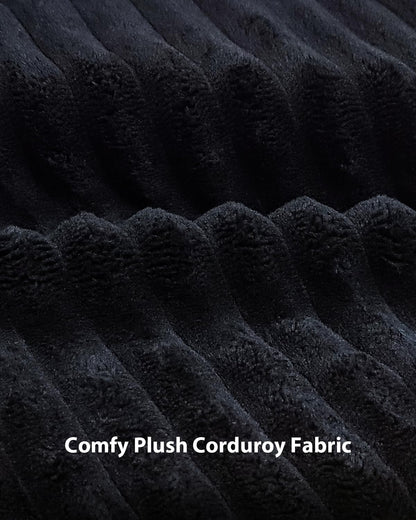 Txtin's Comfy Accent Chair Reading Chair for Bedroom Cozy Wing Arm Living Room Single Sofa Chair with Angle Adjustable Arms Black Corduroy Easy Assembly