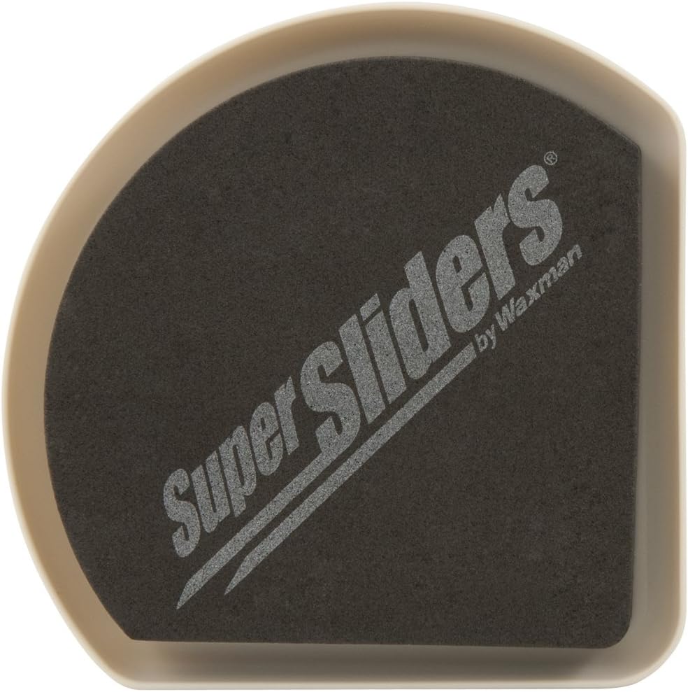 Super Sliders 5 Inch Square Corner Plastic Reusable Furniture Sliders for Carpeted Floors, Durable Foam Pad Surface for Secure Grip (4 Pack, Beige)
