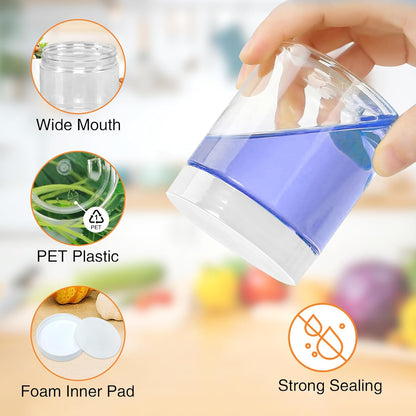 8 OZ Plastic Jars, 48 Pcs Clear Plastic Jars with Lids Stackable Leakproof Storage Containers Jar Clear Empty Slime Containers with White Lids for Kitchen and Household Food Storage