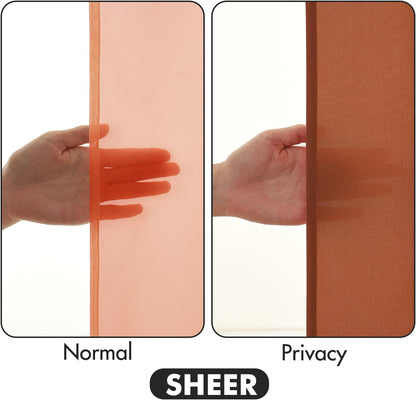 MIULEE Terracotta Privacy Sheer Curtains That Let Light in 63 Inches Long Non-See-Through Semi Sheer Curtain Light Filtering Window Curtains Drapes for Living Room Bedroom 2 Panels Set 42 X 63