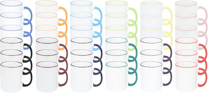 11oz White Ceramic Sublimation Coffee Mug in White Gift Box,12 Mixed Colors Banded, Case of 36