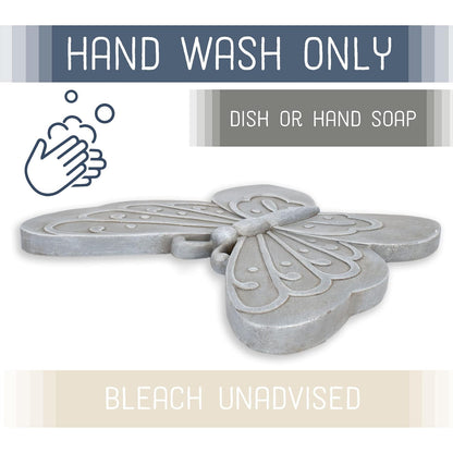 NAT & Jules Animal Character Shaped Dimensional Indoor Outdoor 11 inch Cast Resin Decorative Garden Stepping Stone, Patio, Walkway Sculpture Yard Art, Stone Grey Butterfly