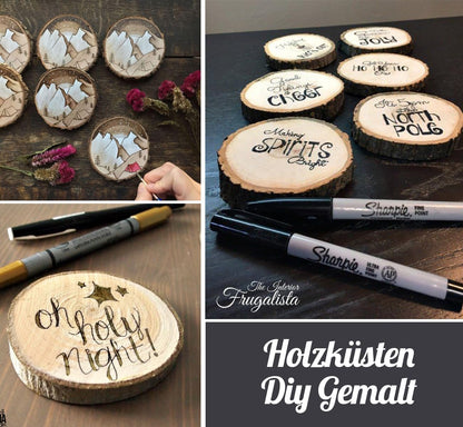 30 Pcs Wood Slices For Crafts, 1.7"-2.3” Pre-Drilled Holes Wood Rounds, 66 Feet Twine String, Wooden Circles For Crafts Burning Painting Diy Crafts Christmas Wedding Party Wedding Decor Party