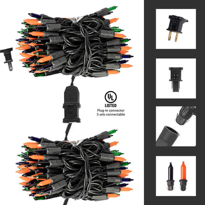 Dazzle Bright Purple Orange and Green Halloween Lights, 40FT 200 Count Mini String Lights, Waterproof Halloween Decorations for Outdoor Indoor Patio Home Party Garden Yard Decor