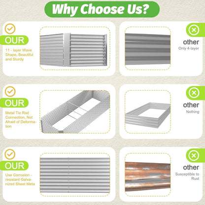 2 Pack 6x3FT Tall Galvanized Raised Garden Bed Outdoor,Metal Garden Bed for Vegetables,Steel Raised Beds for Gardening,Above Ground Garden Box for Flower-H2M