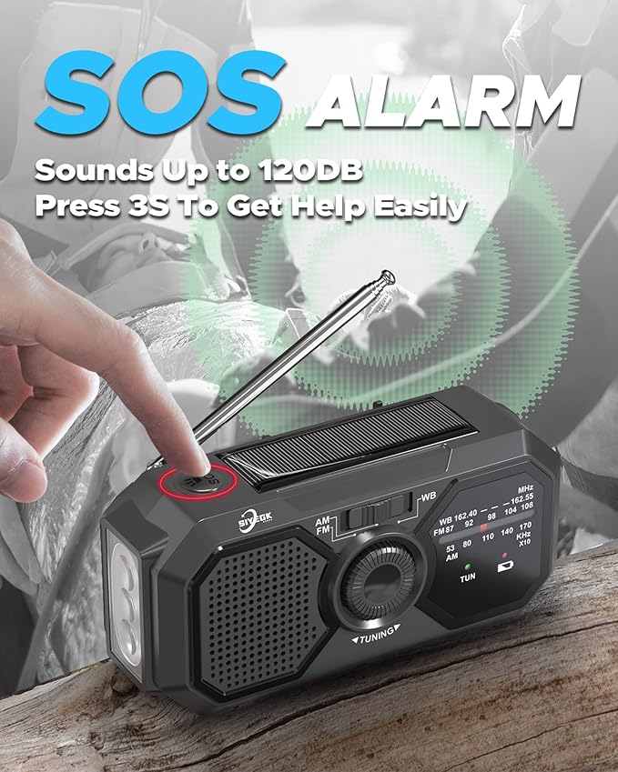 Emergency Weather Radio, Portable AM FM NOAA Radios with Crank SOS Alarm, 3500mAh Pocket Solar Emergency Supplies Gadgets for Men, Small Survival Gear for Home Office Hurricane Camping Hiking Outdoor