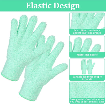 Ouligay Microfiber Gloves for Plant Dusting, Reusable Washable Micro Fiber Cleaning Gloves Mittens Dusting Glove Dust Cloth Glove for Plants Leaf House Indoor Cars Blinds Lamps
