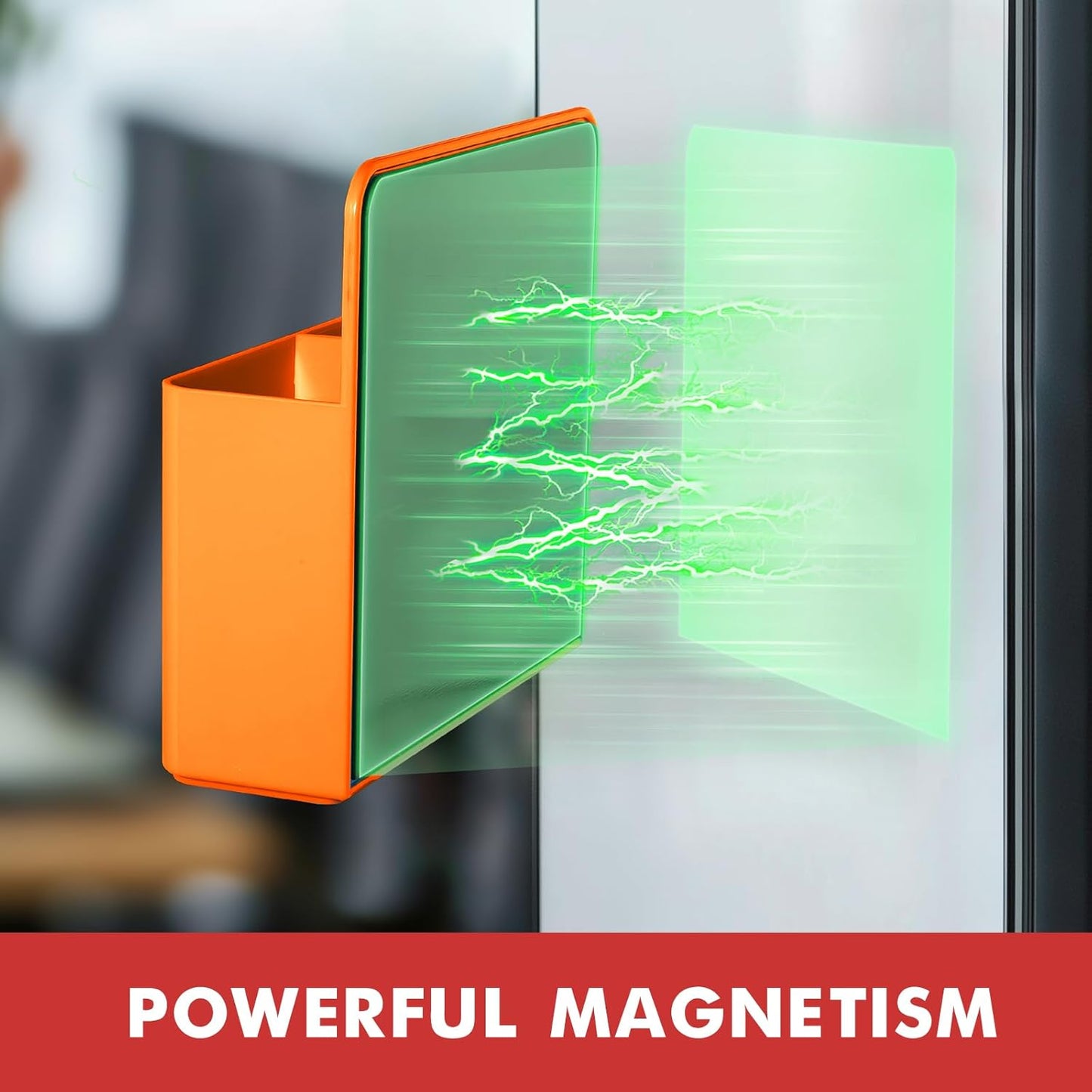 BEYGORM 2 Pack Plastics Magnetic Pen Holder for Refrigerator, Dry Erase Marker Holder for Whiteboard，Magnet School Locker Organizer Accessories, Pencil Cup, Pen Caddy, Classroom Organization(Orange)