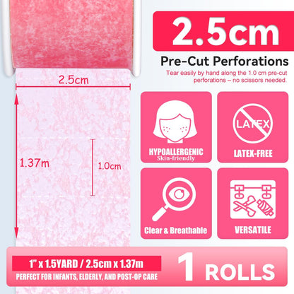 FRESINIDER Silicone Tape 1" x 1.5 Yard Pink 4 Rolls for Sensitive Skin, Pre-Cut Waterproof Medical Tape, Gentle Adhesive for Wound Care, Surgical Sites, Infants and Elderly