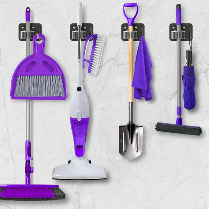 Broom Holder Wall Mount Screw Drilling, Sturdy Heavy Duty Stainless Steel Mop Gripper Rack Perforated, Perfect for Laundry Room Organizer, Fit with Laundry Kitchen Garage Garden Storage System