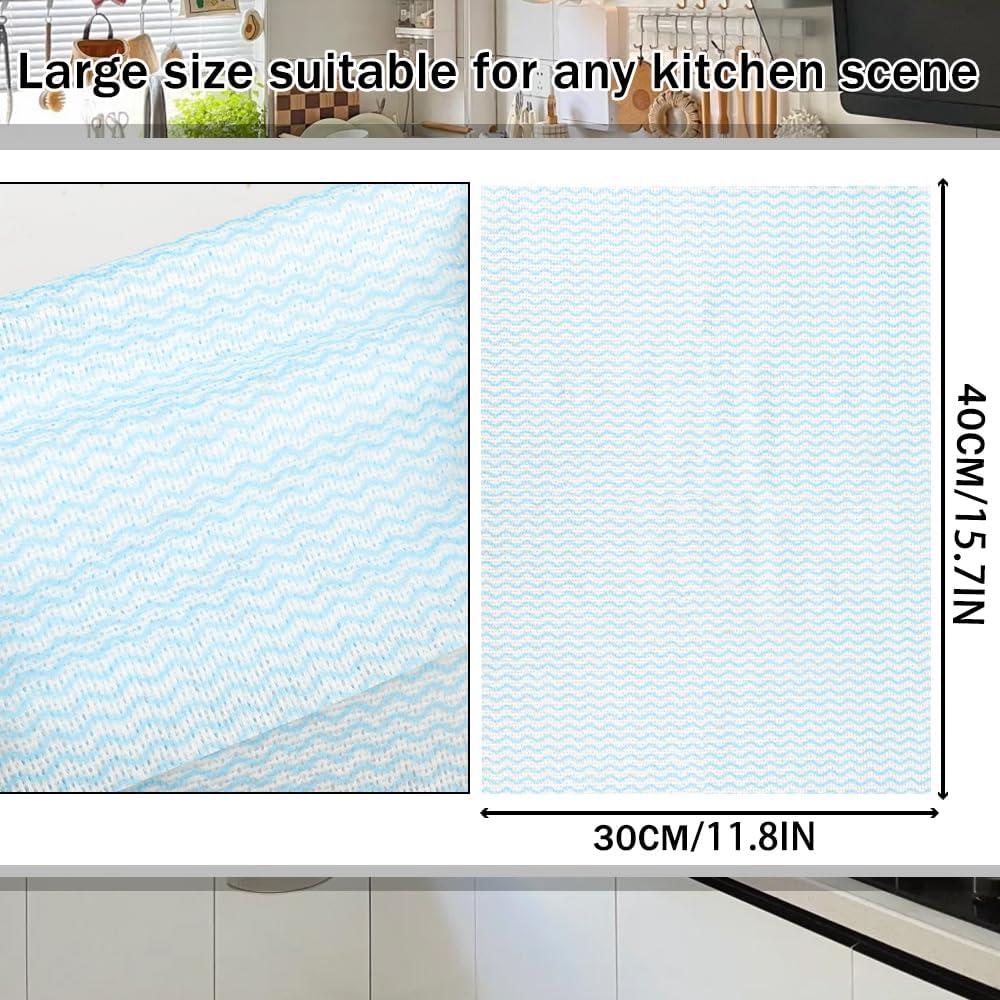 100 Count Disposable Cleaning Towels and Dish Cloths,Super Absorbent Dishcloths,Multi-Surface Cleaning Wipes for Kitchen Dishes, Windows, Bathroom (Blue)