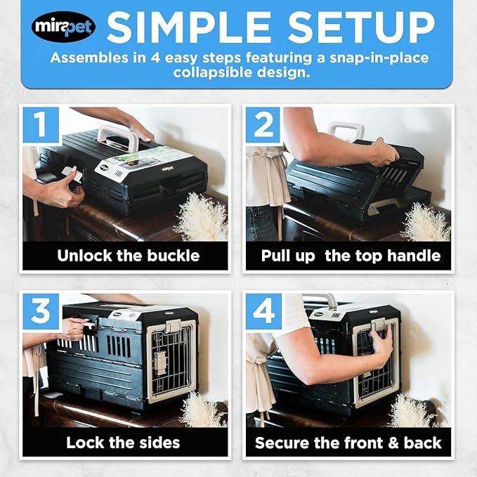 USA Pet Carrier & Crate 35" - Premium Collapsible Design for Medium Cats and Dogs - Portable Kennel for Indoor/Outdoor Use - 360-Degree Ventilation & Hard Plastic Wall Protection