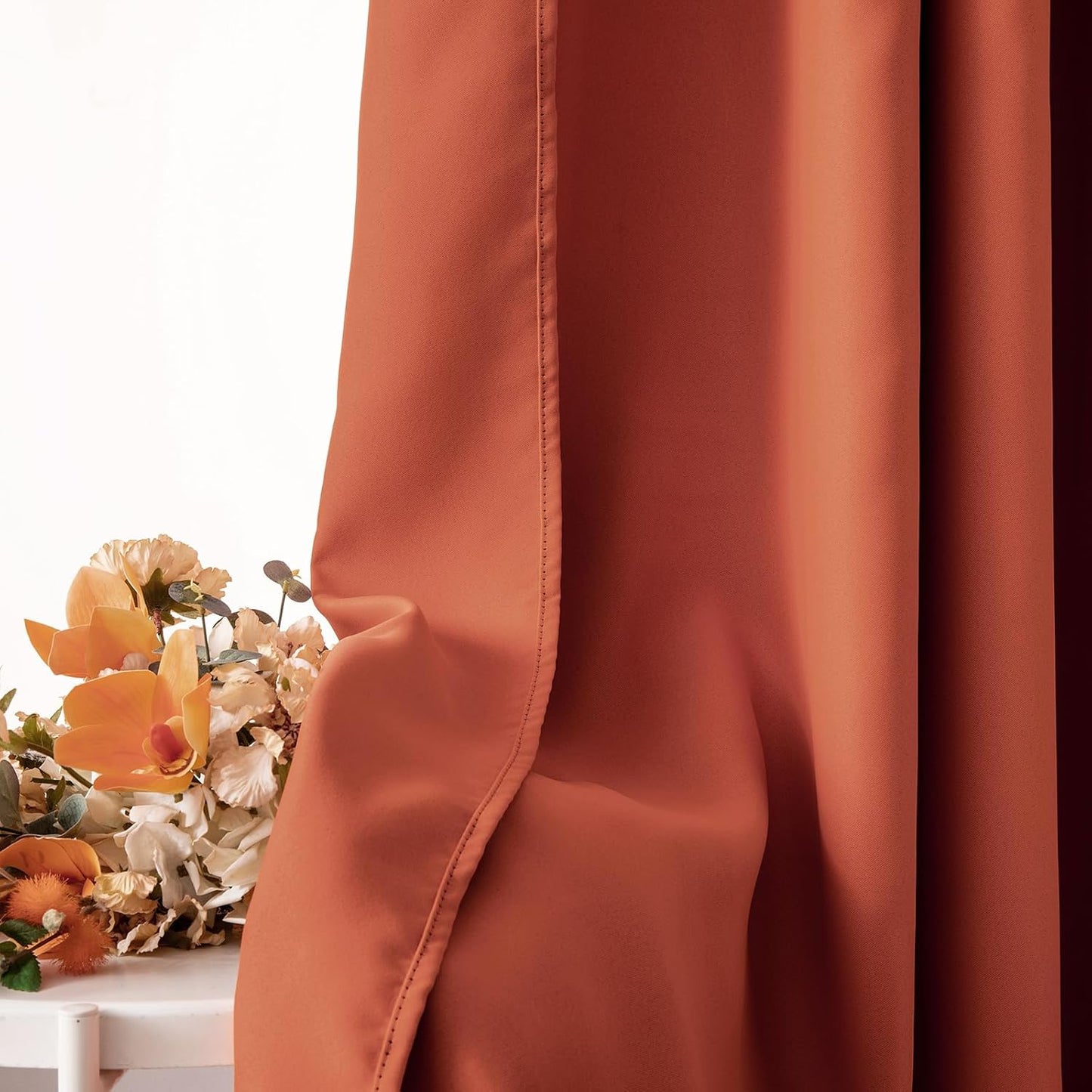 MIULEE Back Tab Burnt Orange Blackout Curtains 84 Inch Length 2 Panels Set for Living Room Bedroom, Fall Terracotta Rod Pocket/Pinch Pleated Thermal Insulated Room Darkening Light Blocking Curtains