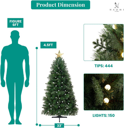 Naomi Home Evangeline Traditional Christmas Tree Green/4.5ft