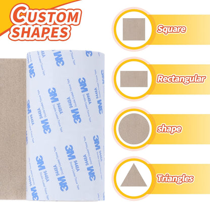 Felt Furniture Pads, Non Slip Self Adhesive Cuttable Felt Tape White Heavy Duty Felts Strip Roll for Protecting Hardwood Floors Chair Wall Protector (40 x 5 x 0.12 Inch)