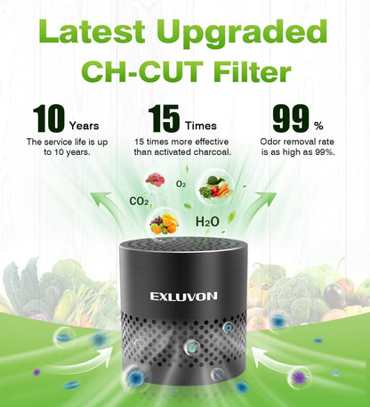 Refrigerator Deodorizer, Fridge Odor Eliminator Lasts for 10 Years, Household Essentials Travel Size Air Purifiers, More Effective Than Baking Soda and Bamboo Charcoal Air Purifying Bag, Black