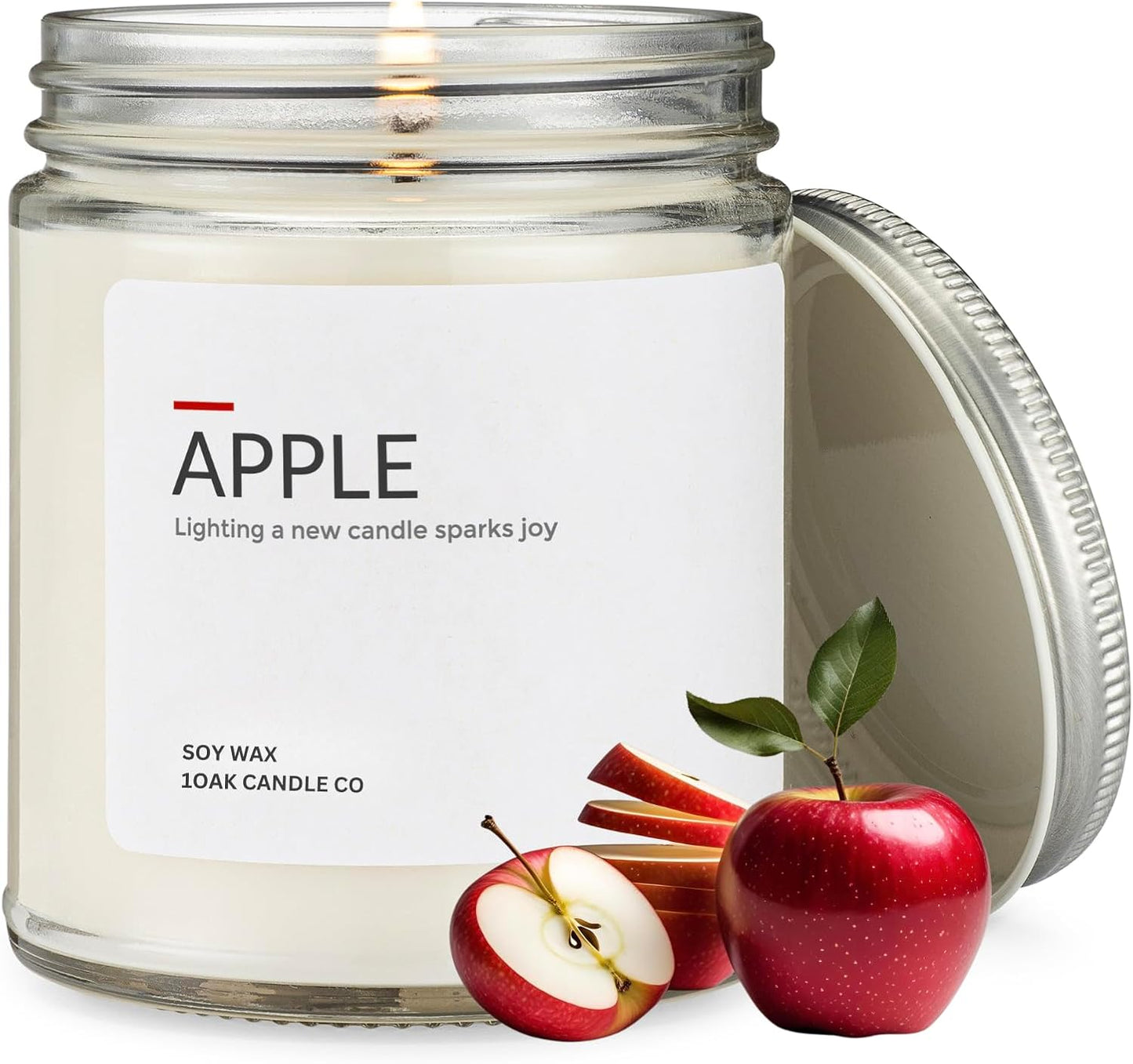 1OAK Soy Wax Scented Candles (Apple) - Soy Candles for Home Scented - Long Burning Premium - Hand-Poured (7oz)