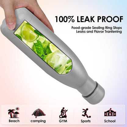 17oz Cola-Bottle Shaped Stainless Steel Leak-proof Water Bottle,Double Wall Vacuum Insulated Metal,Travel Mug For Sports Indoors & Outdoors,BPA-Free School Kids Flasks,Gray(8 Pack)