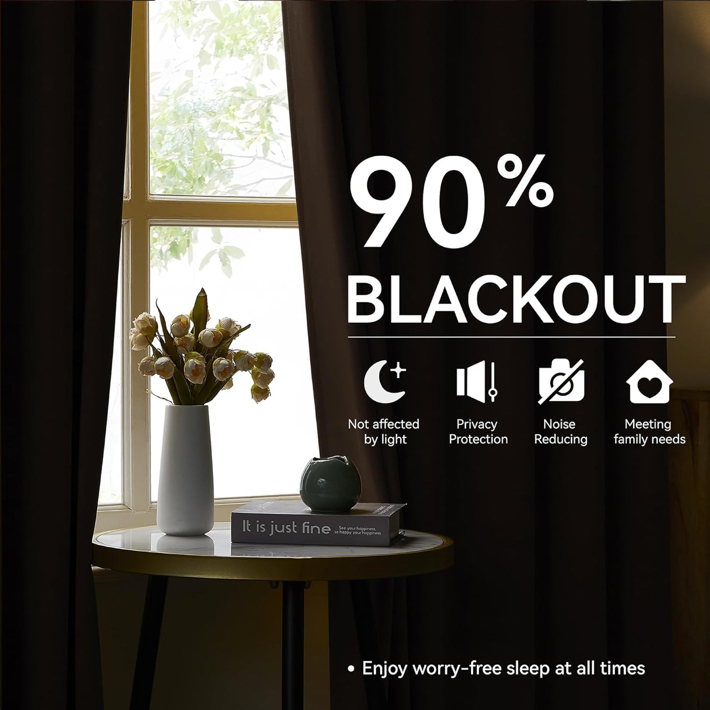 KangBang Brown Pinch Pleat Blackout Curtains 84 Inch Length for Bedroom, Pinch Pleated Noise Canceling Window Drapes with Hooks, Thermal Insulated Elegant Modern Curtains, W40xL84, 2 Panels