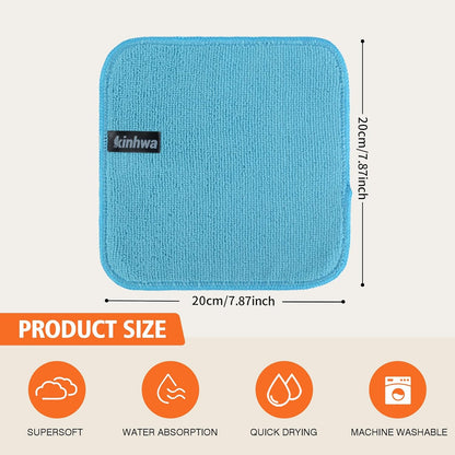 KinHwa Kitchen Washcloths for Dishes Absorbent Microfiber Dish Cloths Quick Dry Dish Rags with Poly Scour Scrub Side Ideal for Kitchen Cleaning (Mixing Colors #1, 7inch 12 Pack no net)