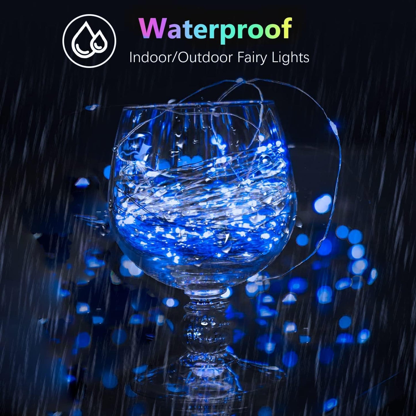 2 Pack Each 33Ft 100LED Battery Operated Fairy Lights with Remote, Waterproof Battery Christmas Twinkle Light with Timer, String Lights for Bedroom Christmas Decorations (Blue)