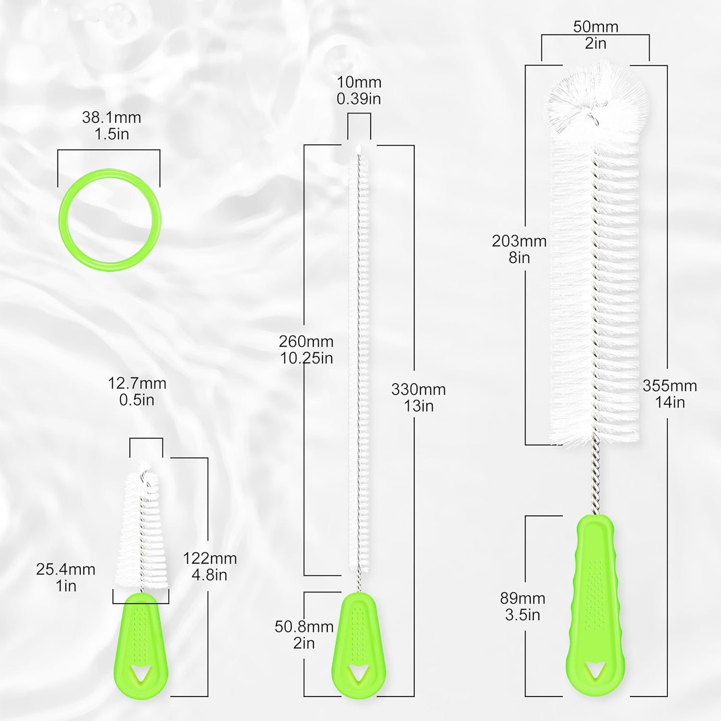 Bottle Brush Cleaner Set of 3, Long Handle Water Bottle & Straw Cleaner Brushes for Washing Tumblers, Baby Bottles, Cup Lid Cleaning Brush