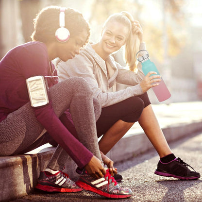 Neihepal Gradient Stainless Steel Water Bottles,20 Ounce Vacuum Insulated Double Wall Travel Bottle with Leak Proof Lid of Handle,Metal Reusable Standard Mouth Flask Thermoses for School,Hikers,Gift