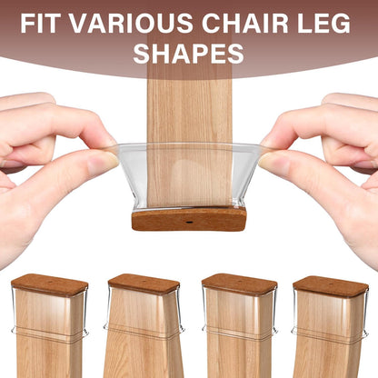Chair Leg Floor Protectors Rectangle Chair Leg Protectors for Hardwood Floors Silicone Caps Felt Furniture Pads Covers Anti-Scratch Reduce Noise 16 Pack Clear Fit Perimeter 5" to 5‑7/8"