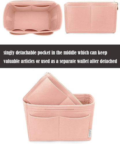 LEXSION Felt Purse Bag Organizer Insert with zipper Bag Tote Shaper Fit Speedy Neverful PM MM