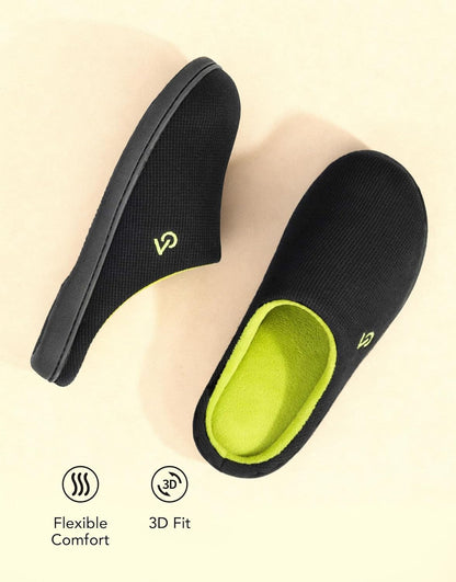 VeraCosy Men's Two-Tone Memory Foam House Slippers Indoor Outdoor Durable Rubber Sole