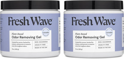 Fresh Wave Lavender Odor Removing Gel, 15 oz., Pack of 2 - Safer Odor Absorbers for Home, Natural Plant-Based Odor Eliminator, Every 15 oz. lasts 30-60 Days, For Cooking, Trash & Pets