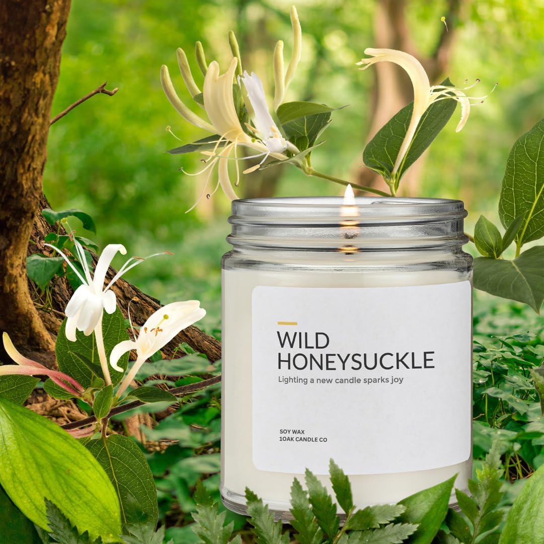 1OAK Soy Wax Scented Candles (Wild Honeysuckle) - Long Burning Premium Hand-Poured (7oz.)