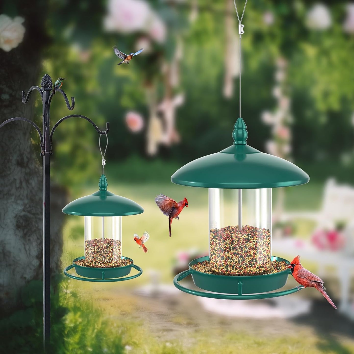 Pack of 2 Bird Feeder for Outdoor Hanging. Green
