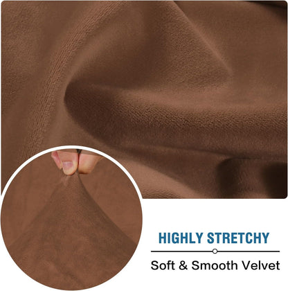 H.VERSAILTEX Velvet Stretch Individual Couch Cushion Cover Plush Slipcover for Loveseat Sofa Furniture Protector Seat Cover (1 Piece Loveseat Cushion Cover, Caramel)