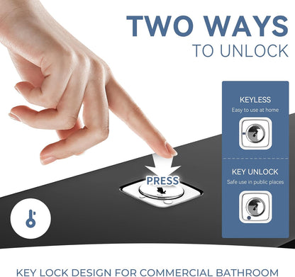 Commercial Paper Towel Dispenser Wall Mount C-Fold Multifold Trifold Towels Dispenser for Bathroom，Two Key Lock Design No-Drilling Adhesive & Screws Included, ABS Built (Black-PN6012)