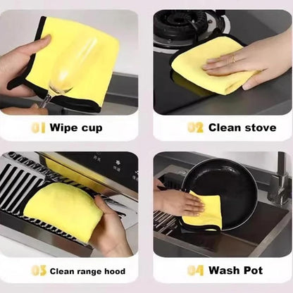 10 Pack Premium Microfiber Towels Coral velvet Washing and Detailing Towels for Car Detailing Household Cleaning Ultra-Soft Super Absorbent, Lint Streak-Free 11.8"x15.7” Cleaning Cloth (Yellow/Grey)