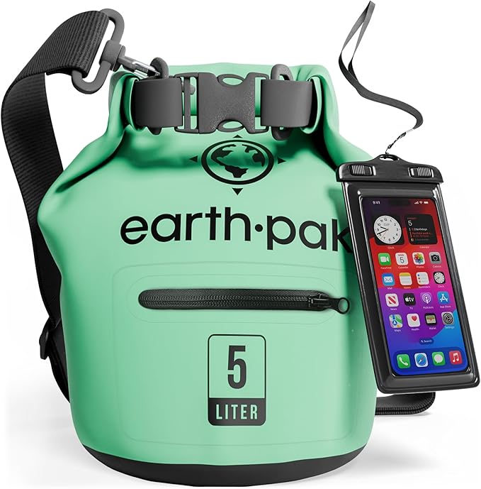 Earth Pak Waterproof Dry Bag with Zippered Pocket - Waterproof Dry Bag Backpack Keeps Gear Dry