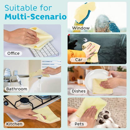 Matthew Microfiber Cleaning Cloth Roll 72Pack (12" x 12") Reusable Paper Towels&Washable Tear Away Towels,Ultra Water Absorbent Lint&Streak Free Cleaning Rags for Glass,Dishwash,Bathroom,Cars-Yellow