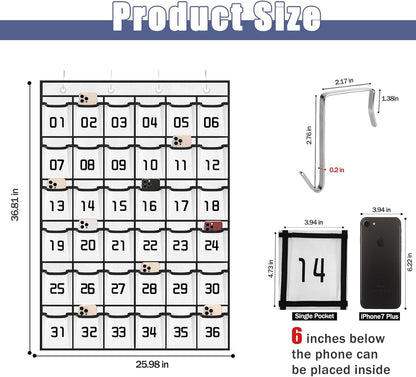 Loghot Classroom Accessories Closet Pocket Chart for Cell Phones Holder Wall Door Hanging Organizer (36 Pockets White)