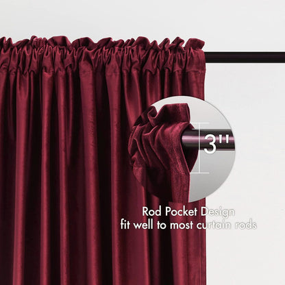 MIULEE Burgundy Velvet Curtains Thermal Insulated Blackout Curtain Christmas Drapes for Bedroom Living Room Darkening 84 Inches Long Curtains Panels Rod Pocket Set of 2