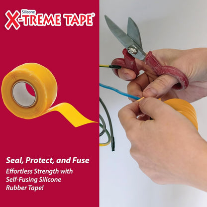 X-Treme Tape MOCAP Heavy Duty Electrical Tape, Self-Fusing Silicone Rubber, Waterproof & Insulating Flexible Tape, Electrical for Hose, Automotive, Outdoor & Repairs - 1" x 10ft Roll - Yellow
